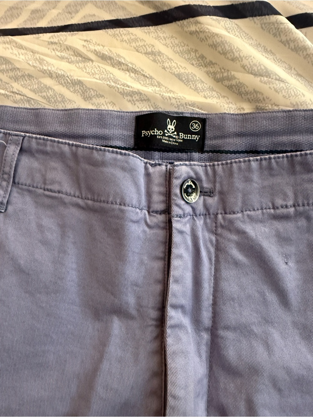 Psycho Bunny Men’s Flat Front Shorts in Light Lavender